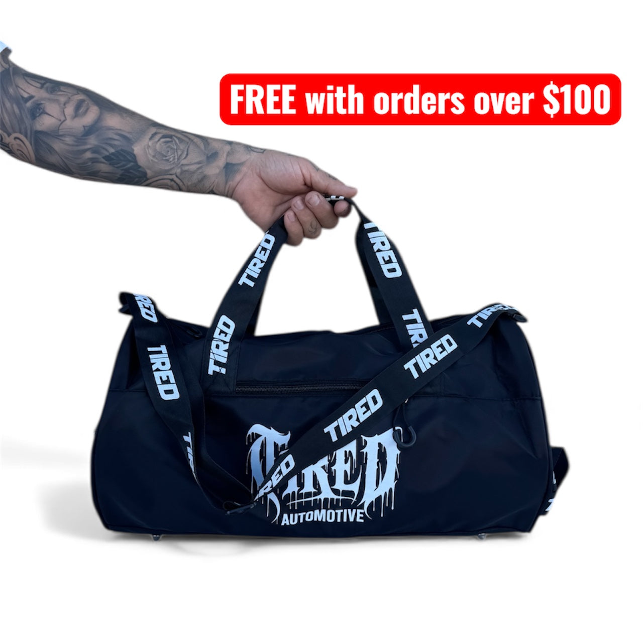TIRED Metal Logo Duffle Bag