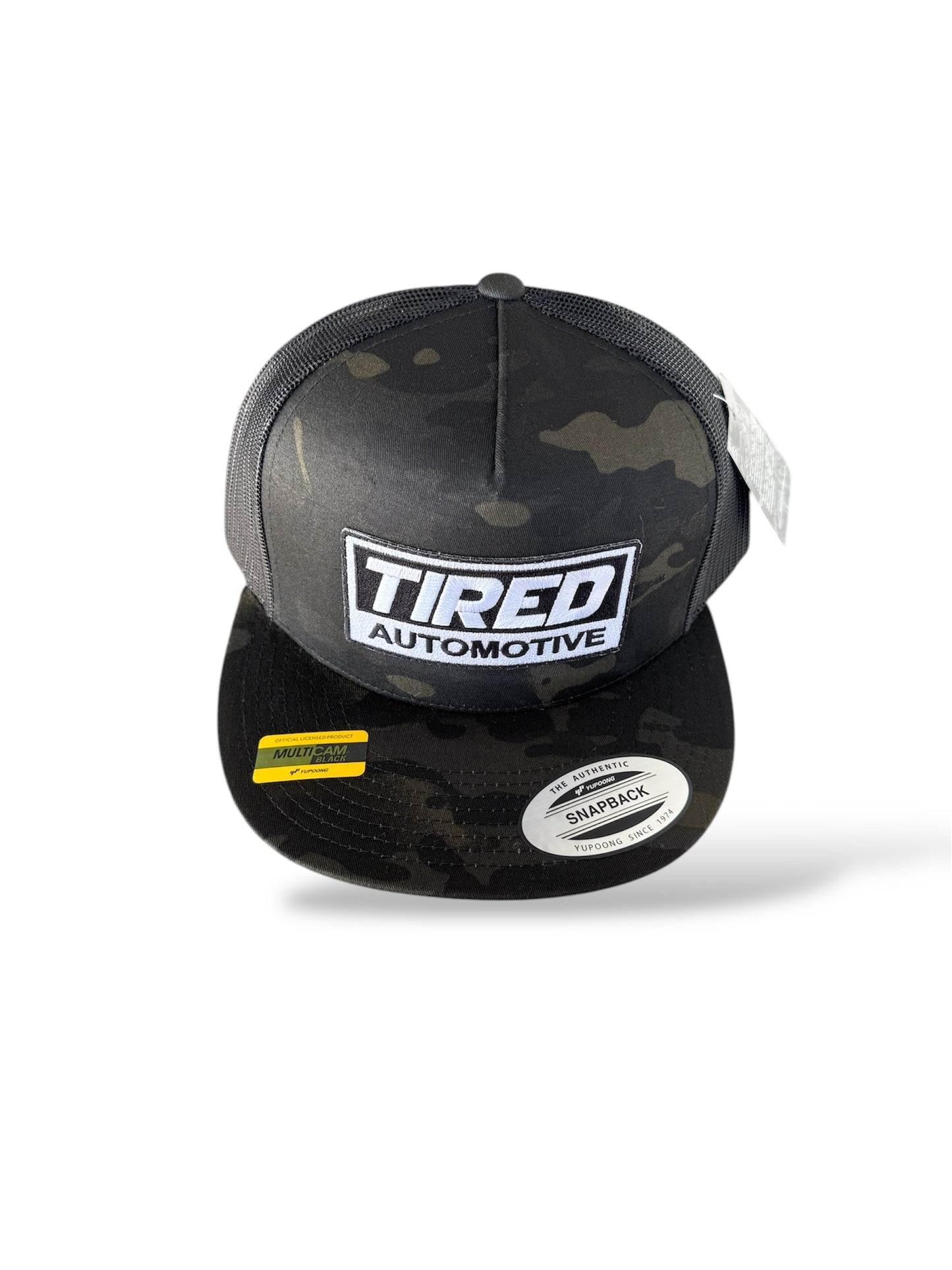 TIRED AUTOMOTIVE CAMO SNAPBACK HAT
