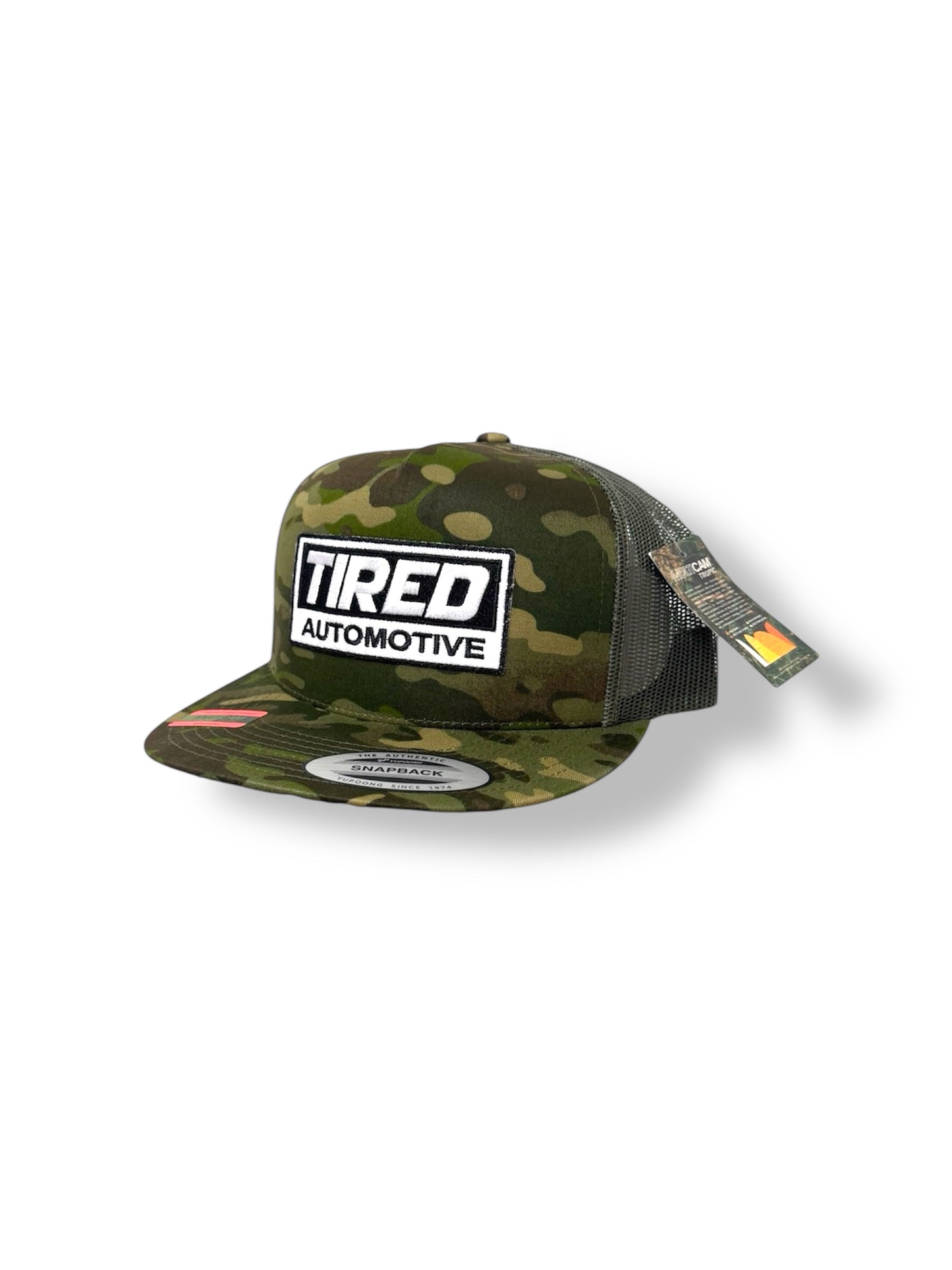 TIRED AUTOMOTIVE LIGHT CAMO SNAPBACK HAT