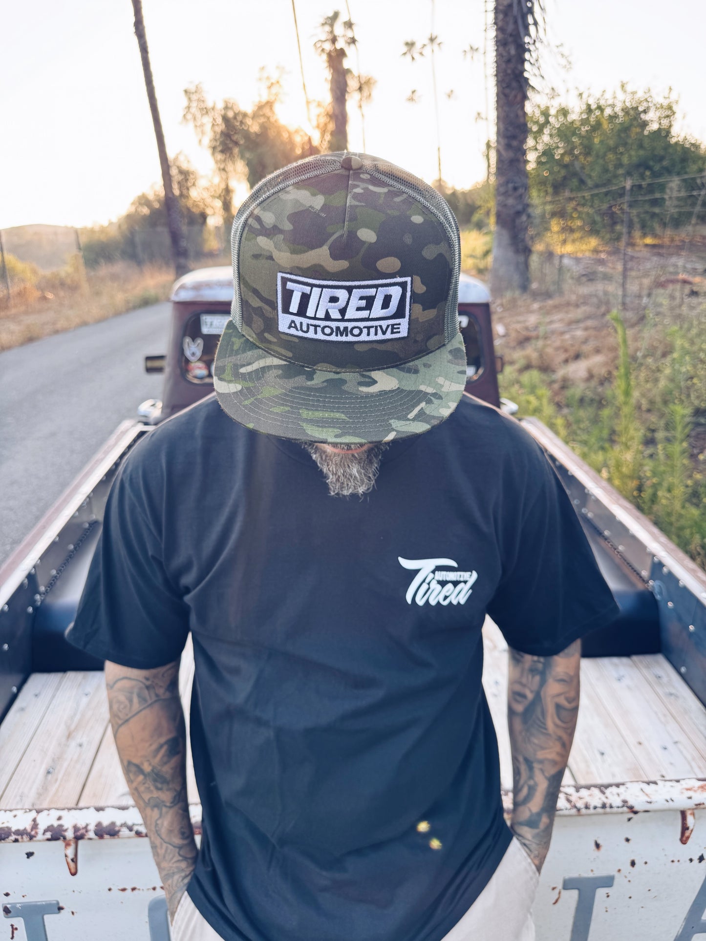 TIRED AUTOMOTIVE LIGHT CAMO SNAPBACK HAT