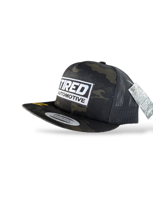 TIRED AUTOMOTIVE CAMO SNAPBACK HAT