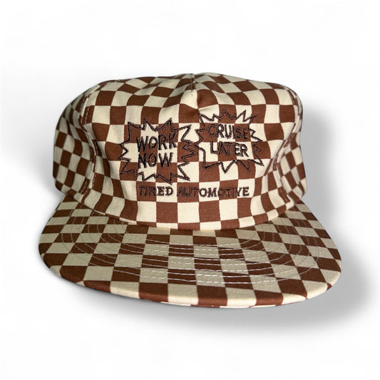 Work Now Cruise Later Checker Hat