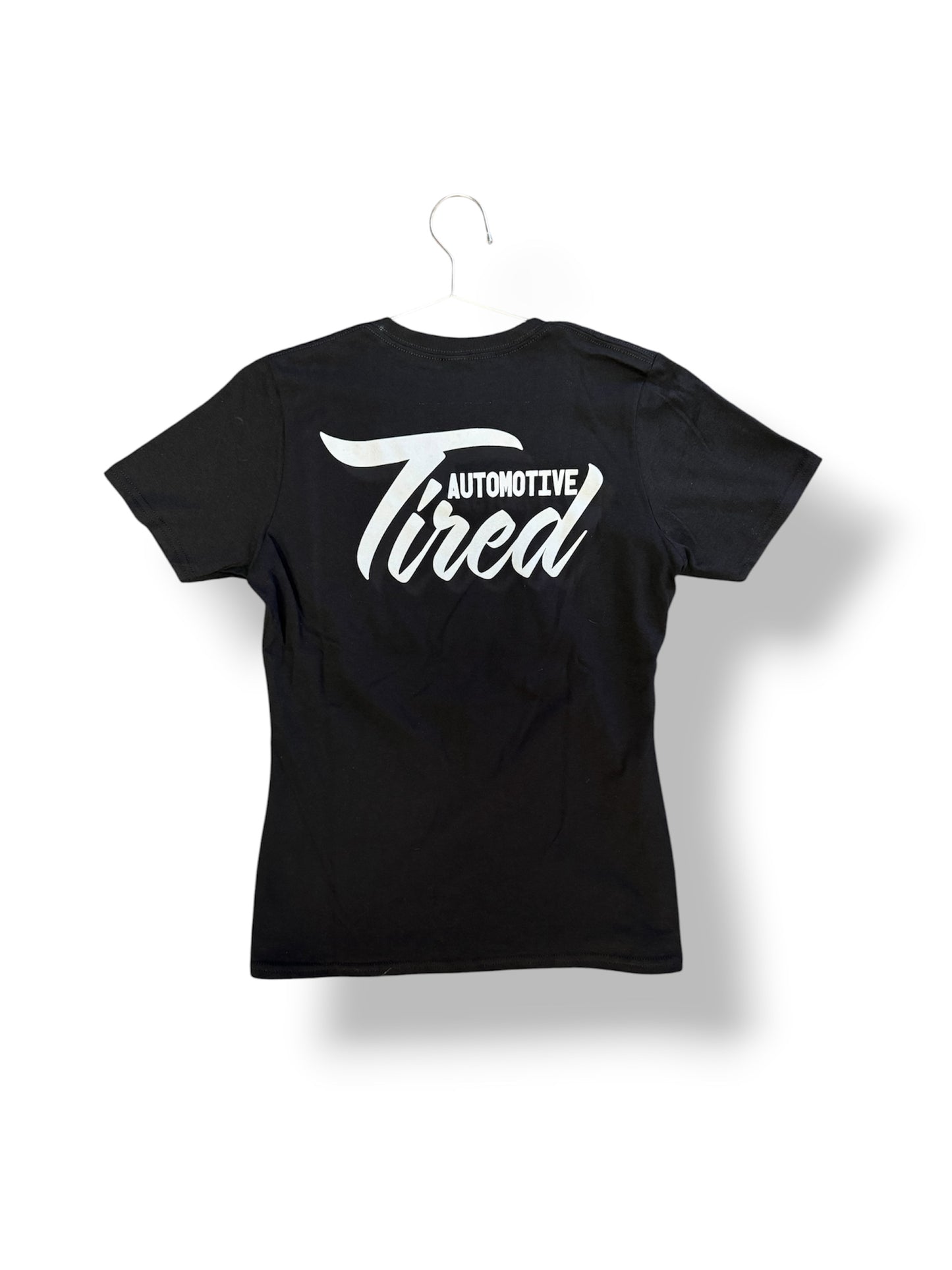 Tired Automotive Cursive Logo WOMENS T Shirt