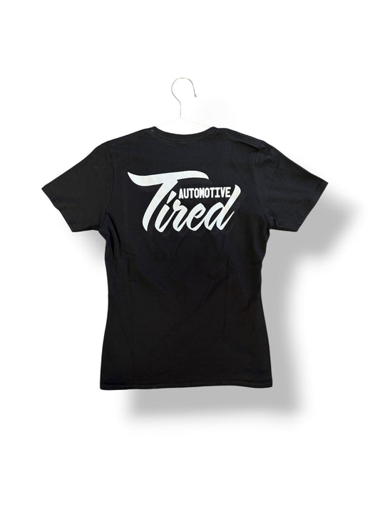 Tired Automotive Cursive Logo WOMENS T Shirt