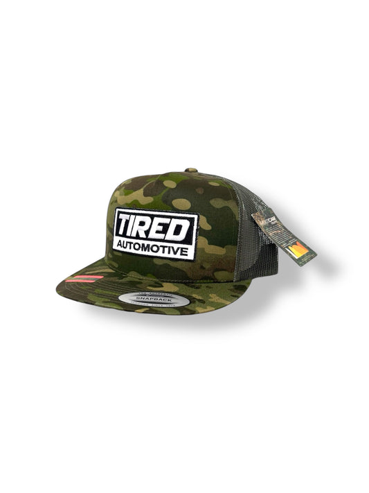 TIRED AUTOMOTIVE LIGHT CAMO SNAPBACK HAT